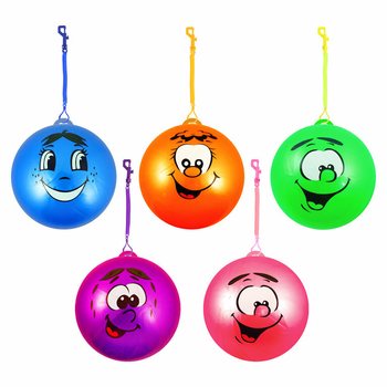 Smiley näoga Bungee-pall elastse nööriga Ø 23 cm (24 tk)