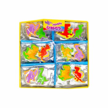 2-osaline DINO kustukummi komplekt displeis (36 tk)