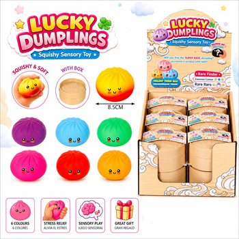 RAGE - LUCKY DUMPLINGS - Squishy Bun Dumplings SUUR Mõõdud 8.5 x 8.5 x 4.8 cm - KARBIS (12 tk)