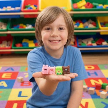 Kastitooted Squishy Cube Animals loosirattasse displeil (96 tk)