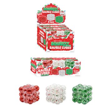 SQUEEZY GLITTER BAUBLE KUUPIKUD - SÄRAGA - 3 KUUPIKU KOMPLEKT - SUGAR TÄIDIS - DISPLAY (6 KM)
