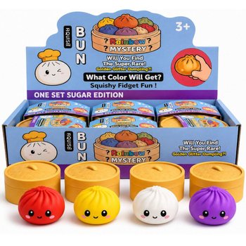 RAGE - Squishy SUGAR EDITION Bun Dumplings SUUR (8.5 x 8.5 x 4.8 cm) - Viral 2026 Fidget lelu (12 tk)