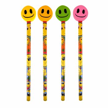 Lõbus Smiley Harilik Pliiats Kustukummiga (24 tk)