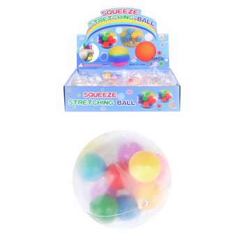Pigistatav pall Ø6cm pom-pomidega (12 tk ekraanil)