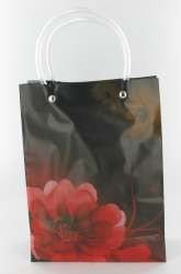 Suur kinkekott, must/punane lill (12 tk)