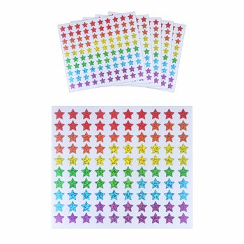 FUN STICKERS - VÄRVILISED TÄHEKLEEBISED - 100 KLEEBISET LEHEL (5 tk)