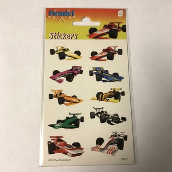 KLEEPSULEHT: VORMEL 1 VÕIDUSÕIDUAUTOD, 16 x 9 cm (10 tk)