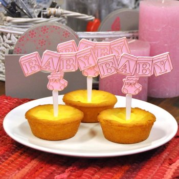 S&uuml;nni cupcake'i tikud - Baby roosa (12 tk)
