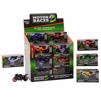SUPER SPORT MOOTORRATAS DIE CAST, SKAALA 1:24 EKRAANIS (24 tk)