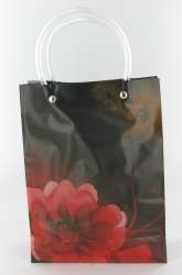 Suur kinkekott, must/punane lill (12 tk)