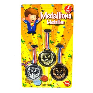 3-osaline medalite komplekt kaardil (12 tk)
