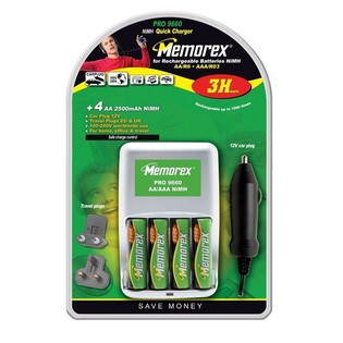 MEMOREX PRO 9660 - Laadija + 4x Laetavat AA-patareid (1 tk)
