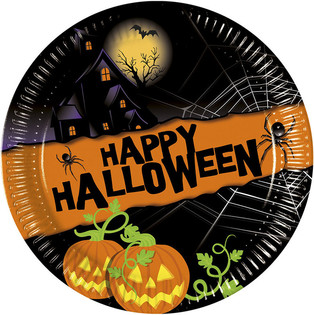 8-osaline Ühekordsete Taldrikute Komplekt - Mudel: Happy Halloween (6 tk)