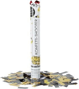 Konfetikahur &ndash; V&auml;rv: Must-Kollane - 40 cm - Partypopper (10 tk.)