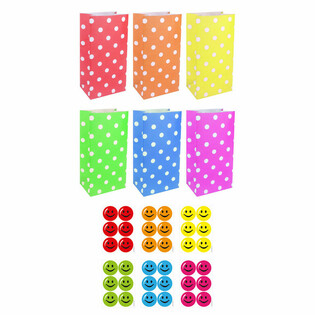 Paberist Kingitusekotid Smiley Kleebistega - Mix (72 tk)