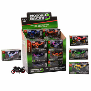 SUPER SPORT MOOTORRATAS DIE CAST, SKAALA 1:24 EKRAANIS (24 tk)