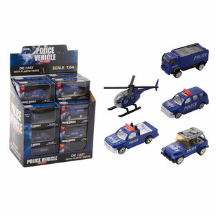 Metallist Politseis&otilde;idukid Die-Cast Mix, M&otilde;&otilde;tkava 1:64 Displeil (24 tk)