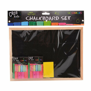 CREA KIDS Kriiditahvli komplekt 29x21CM kriitide ja k&auml;snaga (12 tk)
