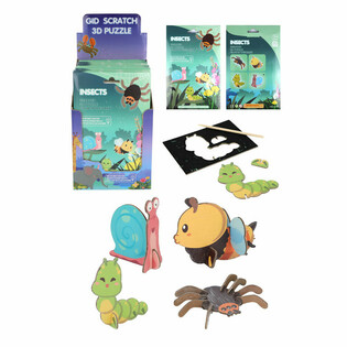 SCRATCH 3D kraabitavate puslede ekraan - Putukad (18 tk)