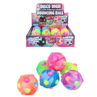 Vilkuv Disko Põrkepall - 6cm - Display 12 tk