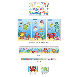 5-osaline Sea Life kirjutuskomplekt (24 tk)