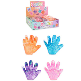 Pigistatav k&auml;si Squeeze Hand - Erinevad v&auml;rvid - Display-karbis (12 tk)