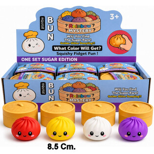 RAGE - Squishy SUGAR EDITION Bun Dumplings SUUR (8.5 x 8.5 x 4.8 cm) - Viral 2026 Fidget lelu (12 tk)